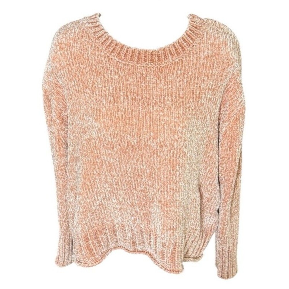 Cynthia Rowley Chenille Knit Sweater Women's L Large Blush Pink Cozy Soft